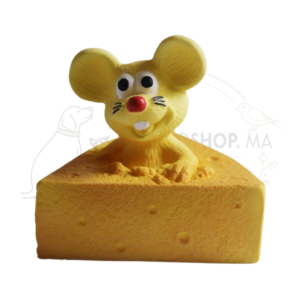 Souris avec fromage jouet latex chat 8cm